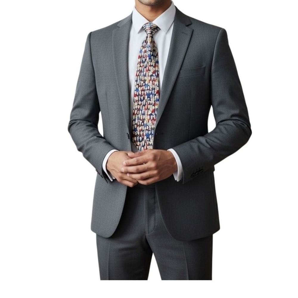 Museum Artifacts Fun Necktie Colorful Whimsical Faces Teachers Office Workwear‎